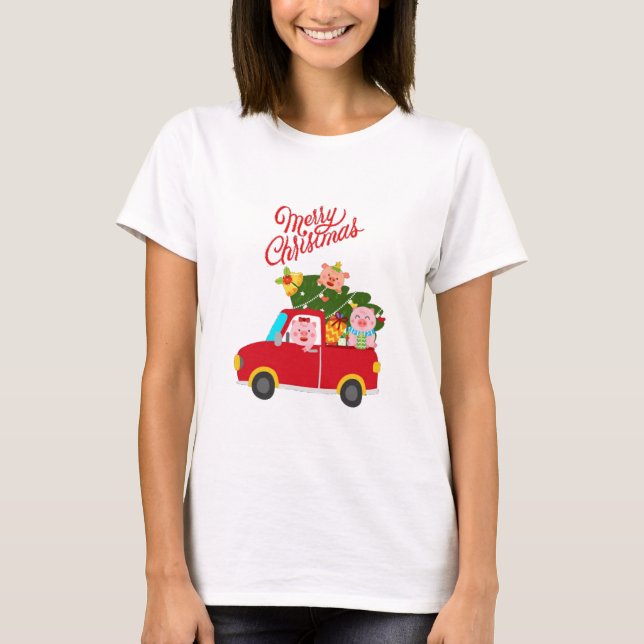 T-shirt Joyeux Noël Trois Petits Piggys (Devant)