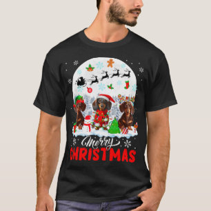 T-shirt Joyeux Noël Trois Santa Elfe Renne Dachshund
