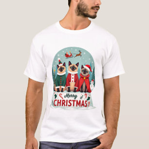 T-shirt Joyeux Noël Trois Santa Elfe Renne Siamois C
