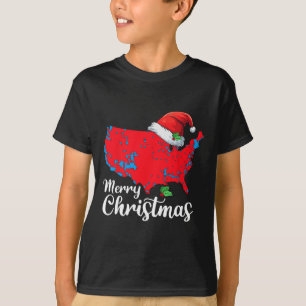 T-shirt Joyeux Noël Trump Patriotic Usa Map 2024 Père Noël