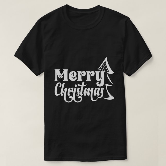 T-shirt Joyeux Noël" Typographie d'arbre de fête (Design devant)