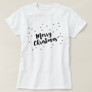 T-shirt Joyeux Noël - typographie et étoiles de manuscri