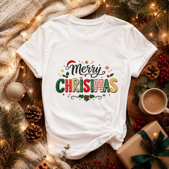 T-shirt Joyeux Noël Typographie Festive  (Créateur téléchargé)