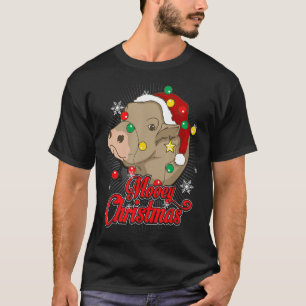 T-shirt Joyeux Noël Vache Chapeau Père Noël Noël dégueu