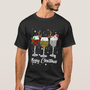 T-shirt Joyeux Noël Vins de verre Costume Boire Noël