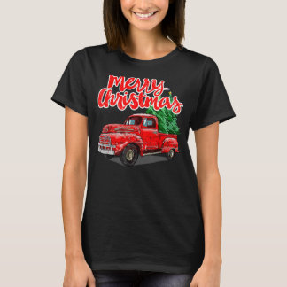 T-shirt Joyeux Noël vintage Arbre Rouge Wagon Camion Outfi