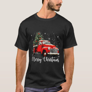 T-shirt Joyeux Noël Vintage Camion Rouge Arbre de Noël Fam