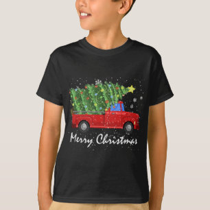 T-shirt Joyeux Noël Vintage Camion rouge avec arbre