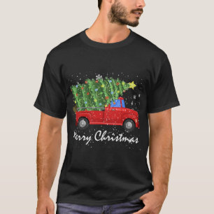 T-shirt Joyeux Noël Vintage Camion rouge avec arbre