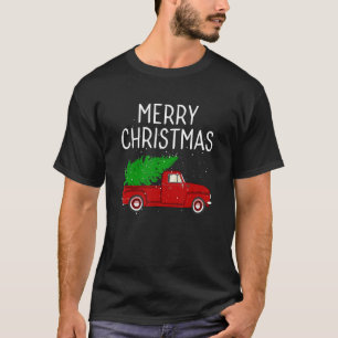 T-shirt Joyeux Noël Vintage Camion Rouge avec arbre famill