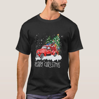 T-shirt Joyeux Noël vintage Camion Rouge Xmas Tree Snowfl