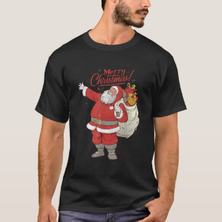 T-shirt Joyeux Noël Vintage Père Noël Face Vieux Fashi