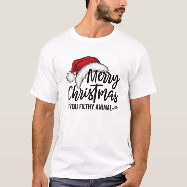 T-shirt Joyeux Noël Vous Filthy Animaux Drôle Noël (Devant)
