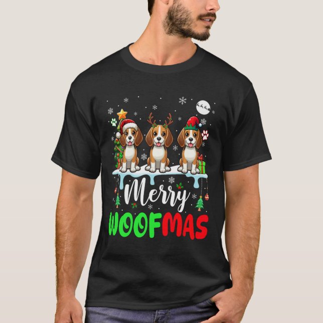 T-shirt Joyeux Noël Wohof Three Père Noël Reindeer Elf Bea (Devant)