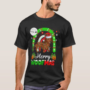T-shirt Joyeux Noël Woof Père Noël Reindeer Dachshund Xmas