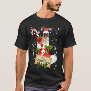 T-shirt Joyeux Noël Xmas Lumières Santa Renne Pug En