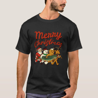T-shirt Joyeux Noël Xmas Vibes Amateur de Pêche Pêcheur