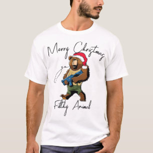 T-shirt Joyeux Noël Ya Filthy Animal Père Noël Bear Citati