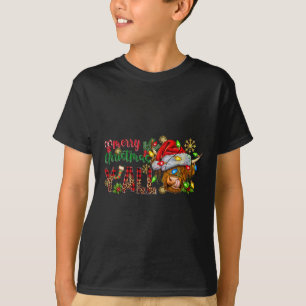T-shirt Joyeux Noël Y'all Cute Highland Vache Noël