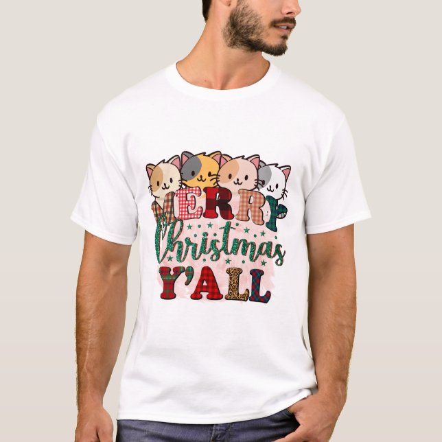 T-shirt Joyeux Noël Y'All Kittens (Devant)