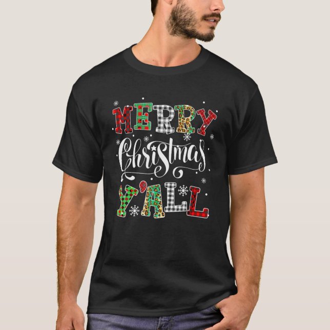 T-shirt Joyeux Noël Yall Leopard Buffalo pilé Pyjama (Devant)