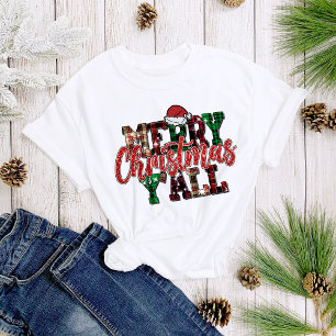 T-shirt Joyeux Noël Y'all Plaid Fun Noël Femmes