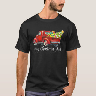 T-shirt Joyeux Noël Y'all Retro Camion Rouge Noël Bo