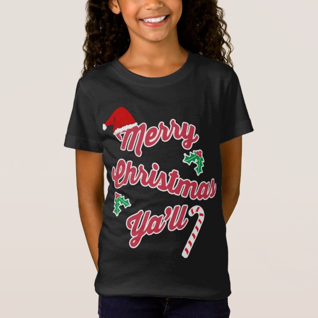 T-Shirt Joyeux Noël Ya'll Trailer Cat (Devant)