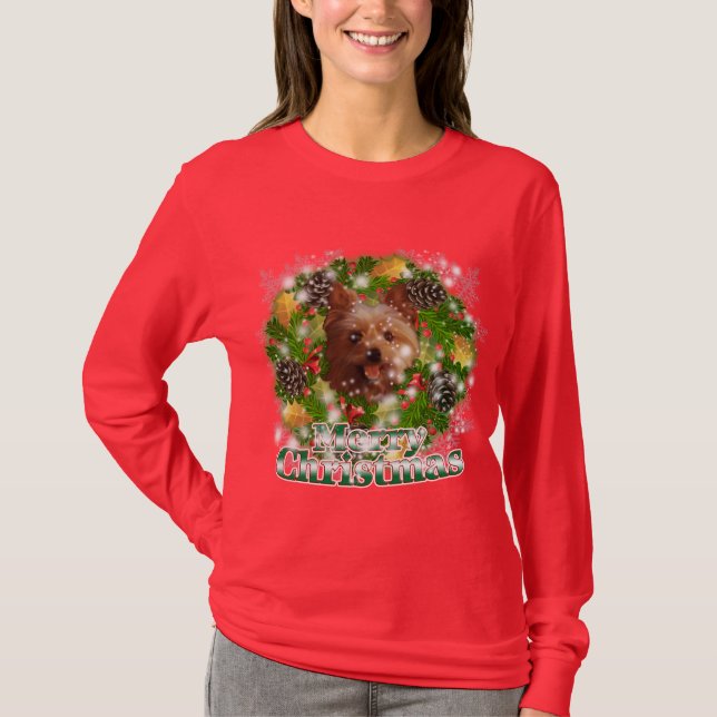 T-shirt Joyeux Noël Yorkie (Devant)