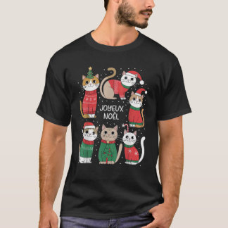 T-shirt Joyeux Nol French Cats Christmas Tee Unisex Kids B