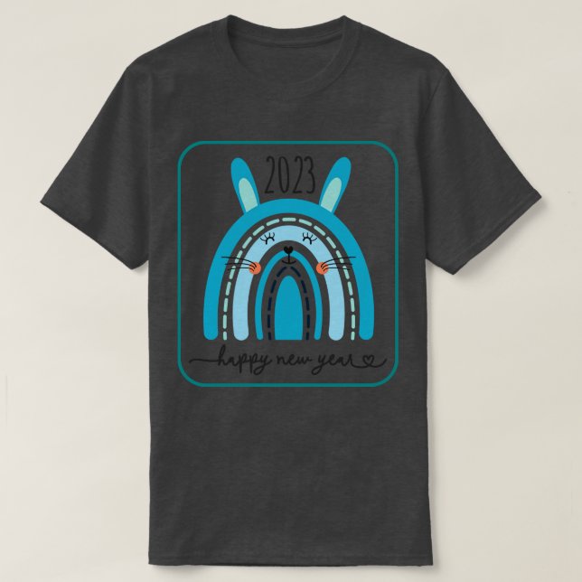 T-shirt joyeux nouveau an mignon lapin (Design devant)