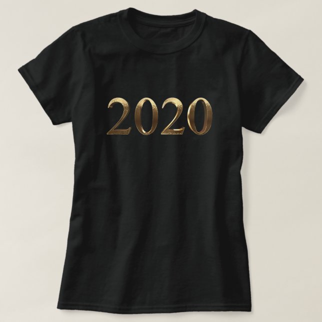 T-shirt Joyeux Nouvel An 2020 Elégants Faux Nombre d'or (Design devant)