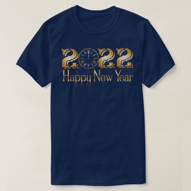 T-shirt Joyeux Nouvel An 2022 Horloge de minuitNouvel An E (Design devant)