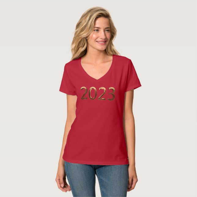 T-shirt Joyeux Nouvel An 2023 Elégant Faux Golden Numbers  (Devant entier)