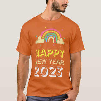 T-shirt Joyeux Nouvel An 2023 Nuages Arc En Ciel Drôle