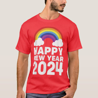 T-shirt Joyeux Nouvel An 2024 Arc-en-ciel nuages chinois L