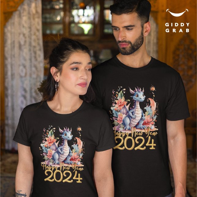 T-shirt Joyeux Nouvel An 2024 Chine Dragon couleur d'eau (Créateur téléchargé)