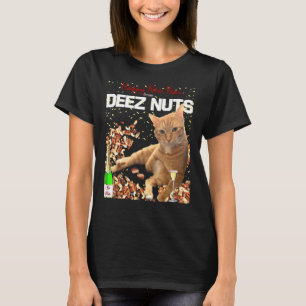 T-shirt Joyeux Nouvel An Chat Deez Nuts Plaisanterie