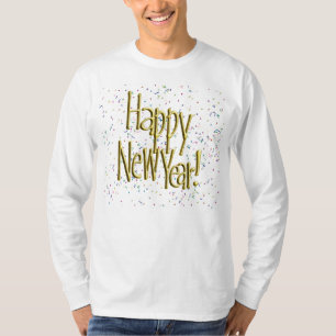 T-shirt Joyeux Nouvel An - Gold Text sur Confetti