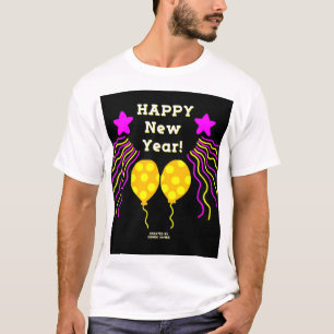 T-shirt Joyeux Nouvel An souhaite aux hommes blanc Basic T