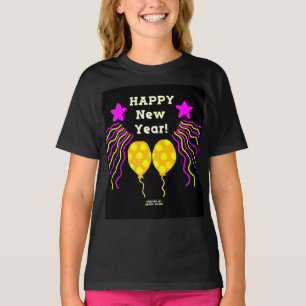 T-shirt Joyeux Nouvel An Souhaite Filles Noir Basic T Chem