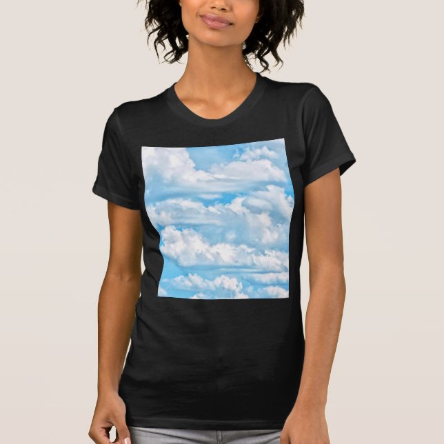 T-shirt Joyeux nuages ensoleillés Lumière Ciel Arrière - p (Devant)