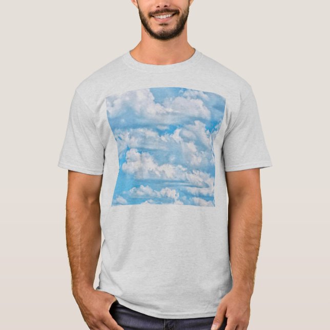 T-shirt Joyeux nuages ensoleillés Lumière Ciel Arrière - p (Devant)