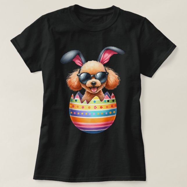 T-shirt Joyeux Oeuf de caniche Joyeux Chien de Pâques Papa (Design devant)