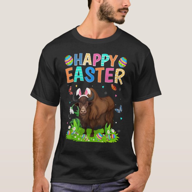 T-shirt Joyeux oeuf de lapin de Pâques Funny Bison de Pâqu (Devant)