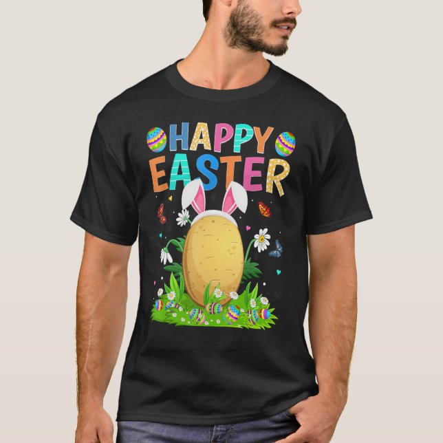 T-shirt Joyeux oeuf de lapin de Pâques Funny Pomme de terr (Devant)