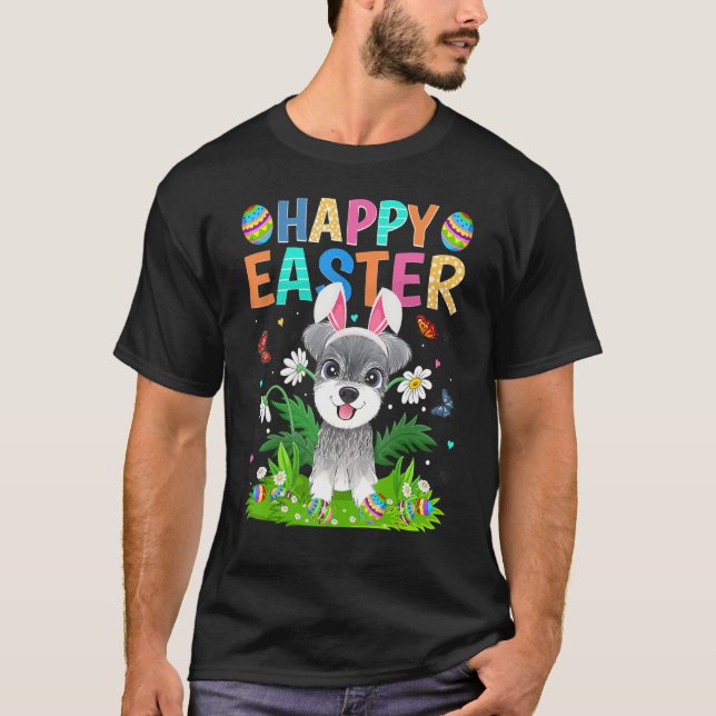 T-shirt Joyeux oeuf de lapin de Pâques Funny Schnauzer Chi (Devant)
