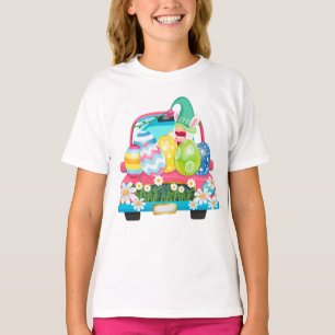 T-shirt Joyeux Oeuf de Pâques Gnomes Bunny Camion Girl