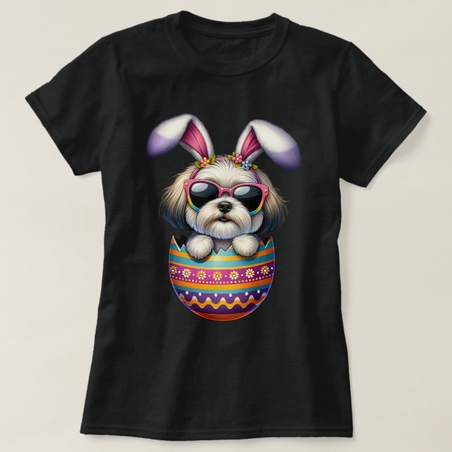 T-shirt Joyeux Oeuf Havanais Joyeux Chien de Pâques Papa C (Design devant)