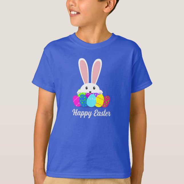 T-shirt Joyeux oeufs de lapin de Pâques modernes (Devant)